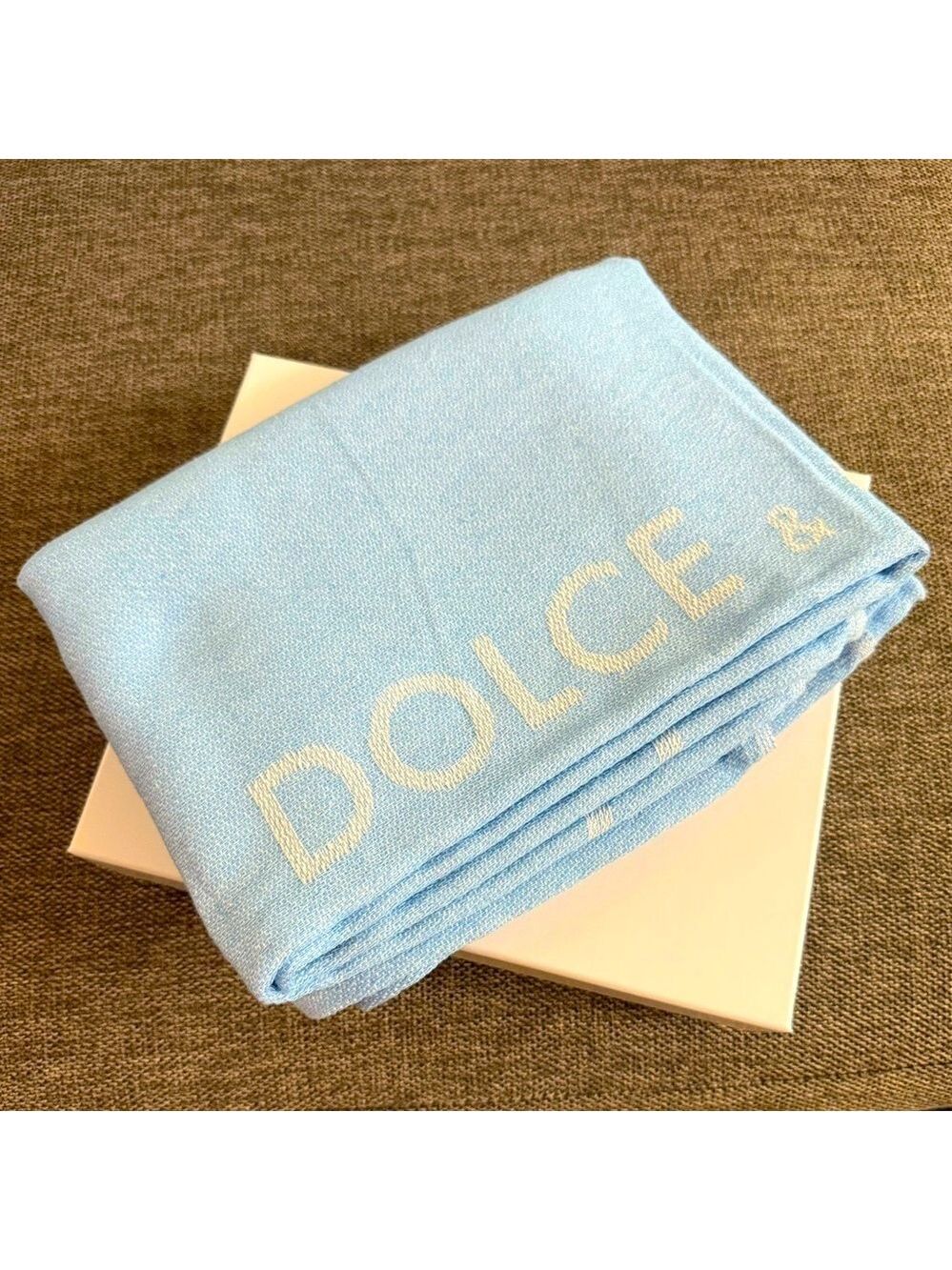 Dolce Gabbana Light Blue Beach Towel Cotton New Gift Box Authentic
